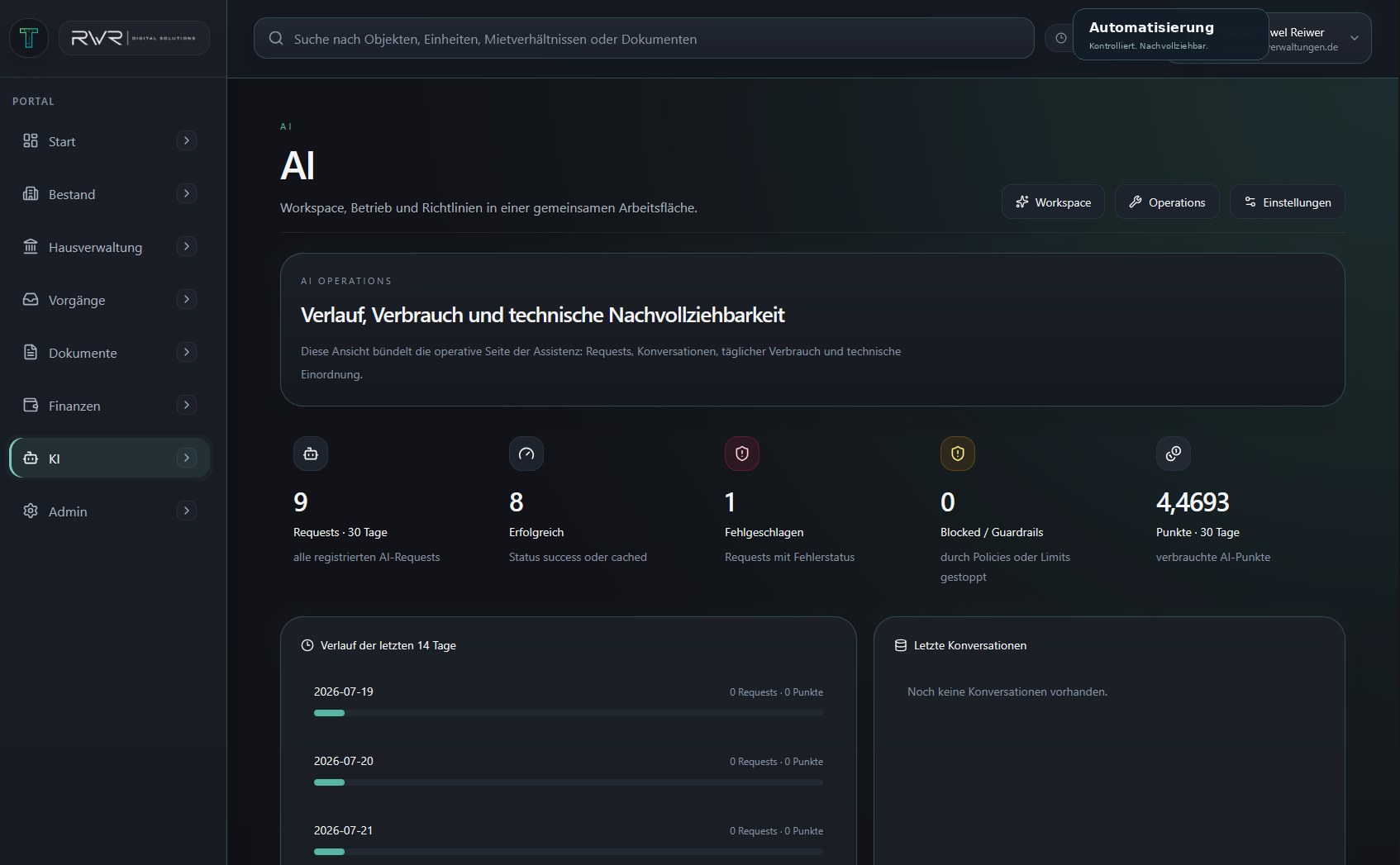 Trentivo Ansicht für kontrollierte Automatisierung und technische Nachvollziehbarkeit